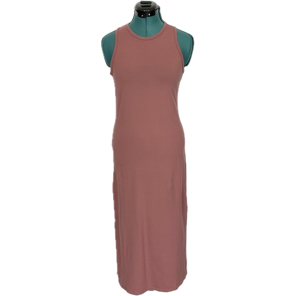 Athleta Essential Midi Dress XXS Rosewood Sleeveless Casual Stretch‎ Cotton